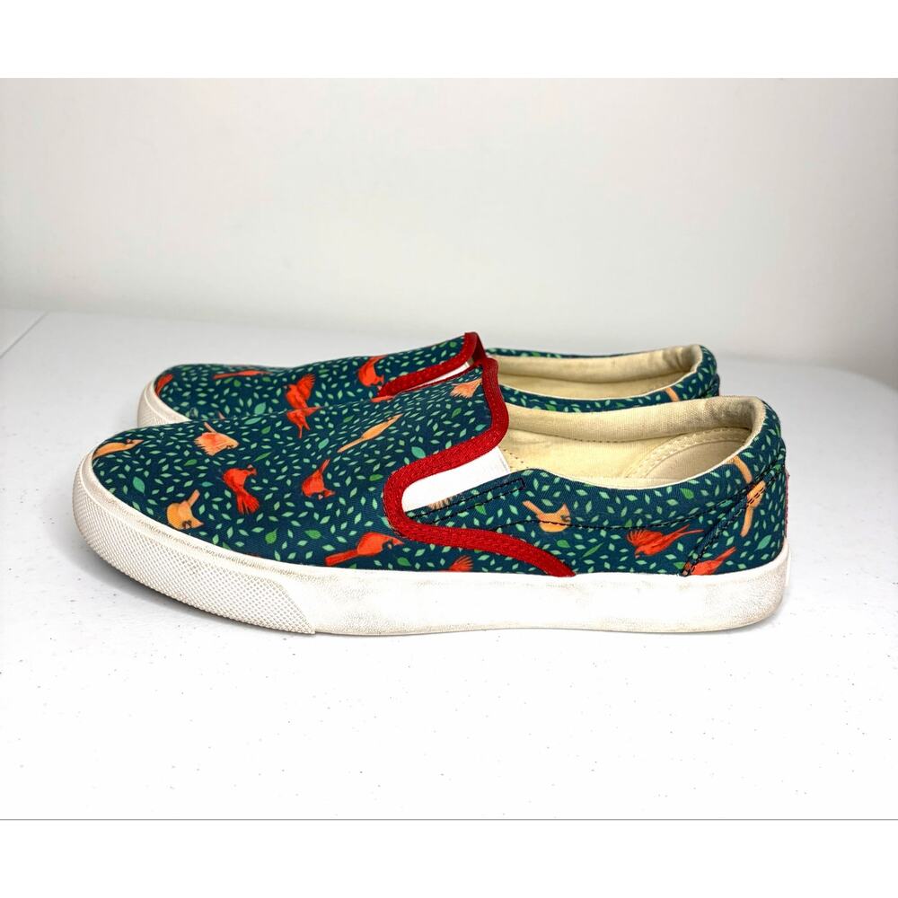 Bucketfeet Cardinal Bird Print Slip-On Canvas Sneakers Women's Sz 9 Art to Wear - Picture 4 of 11